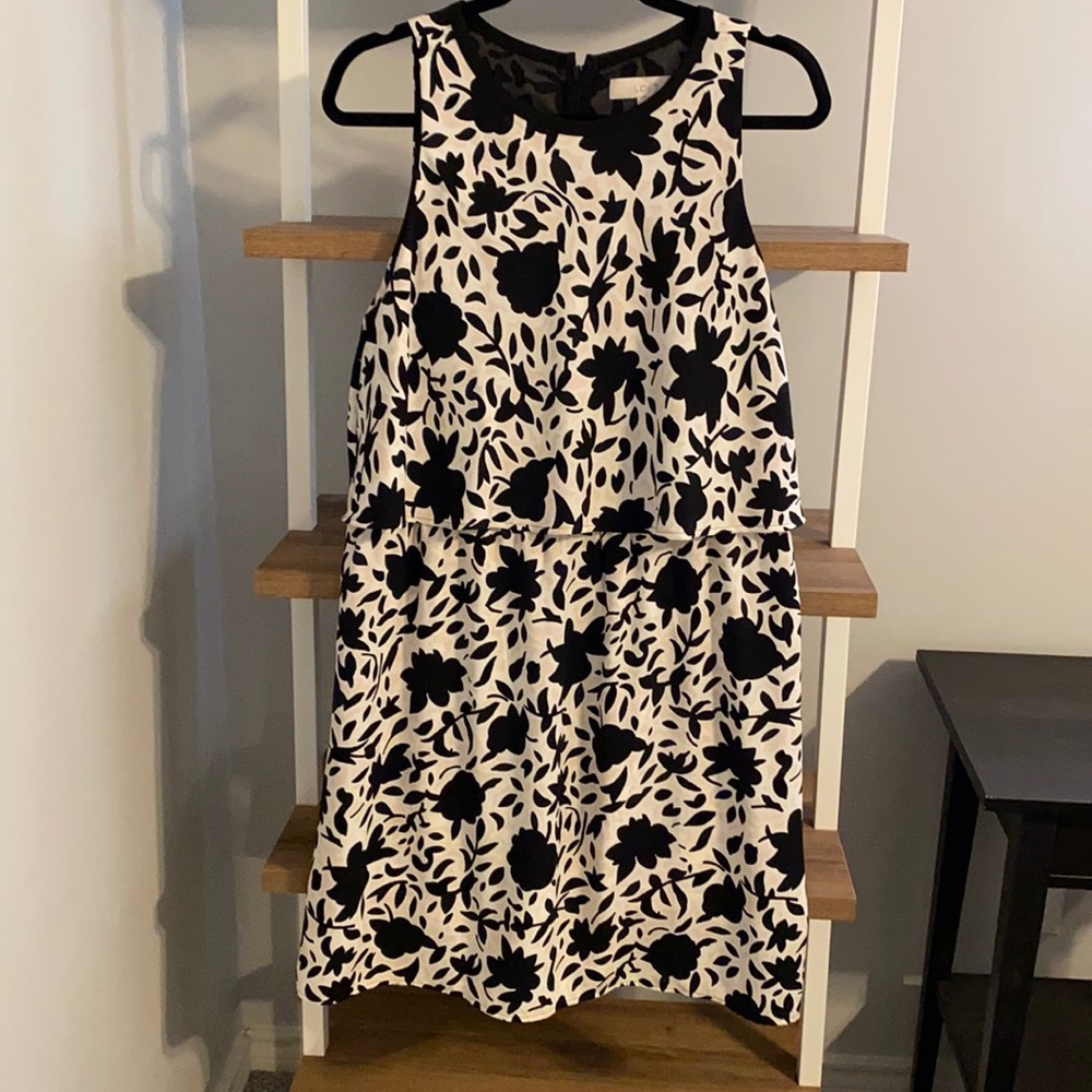 Pink and black floral flounce dress